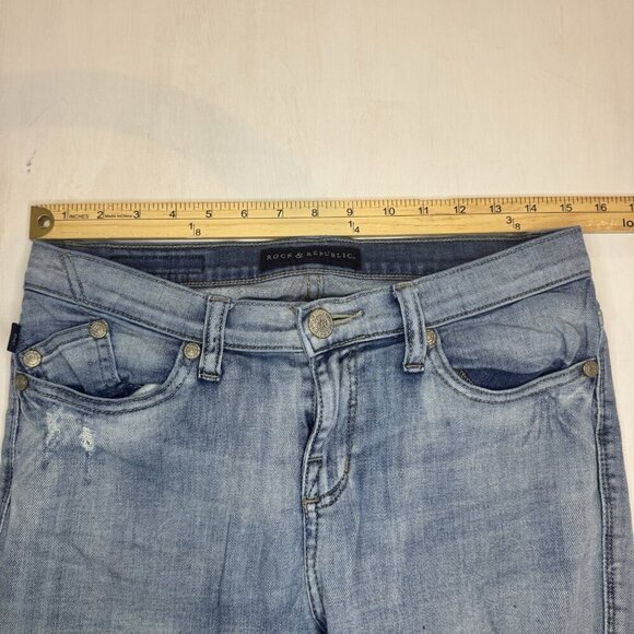 ROCK & REPUBLIC Y2K Berlin Jeans Womens 10 Light Blue Embroidered Pocket Distres - Picture 15 of 16